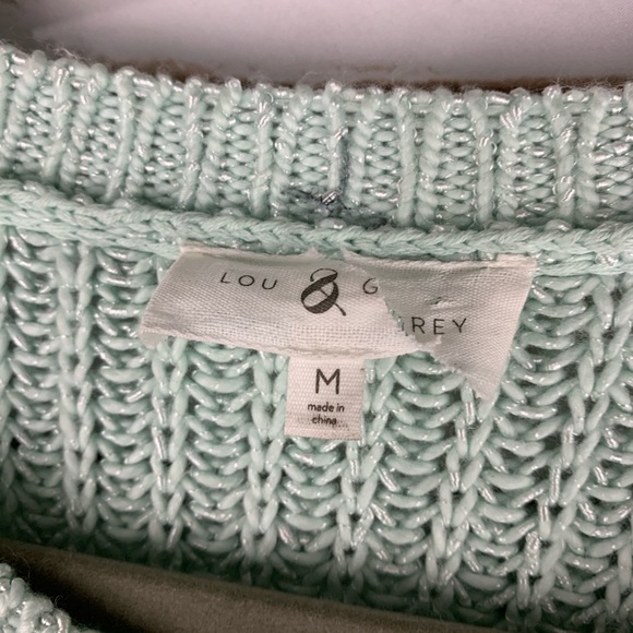 Lou & Grey medium high low sweater green crew neck - Picture 5 of 8